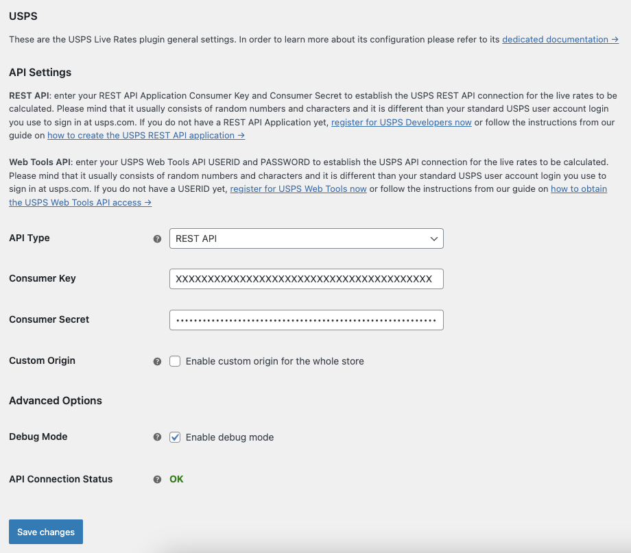 Usps General Settings