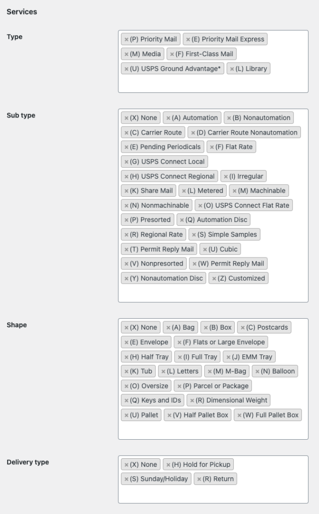 Usps Method Settings Services