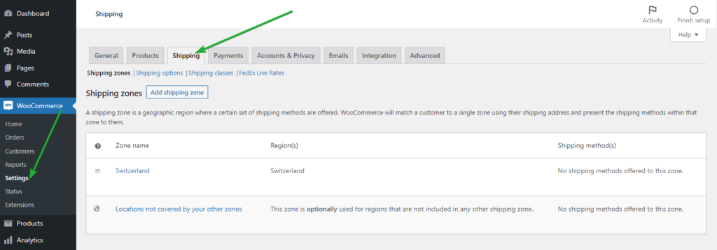 Woocommerce Fedex Adding Standard Shipping Method