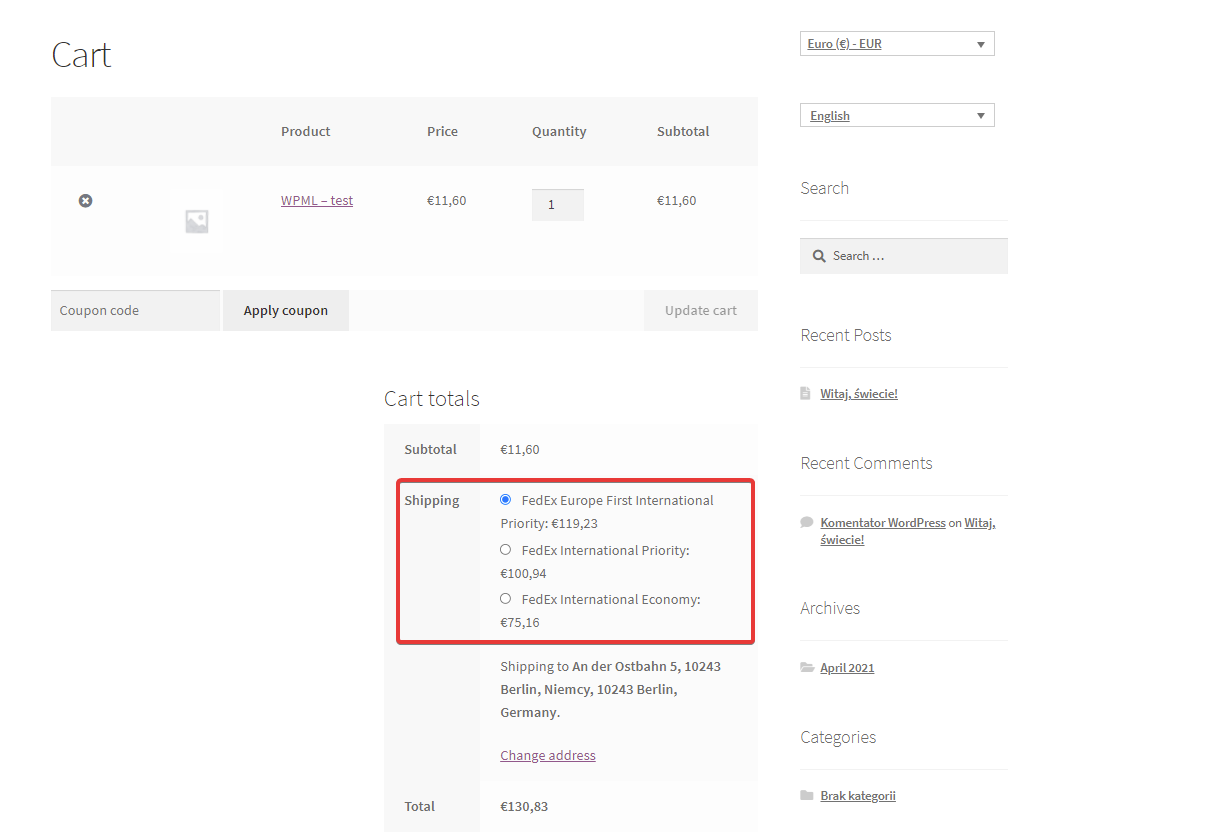 FedEx Multicurrency support