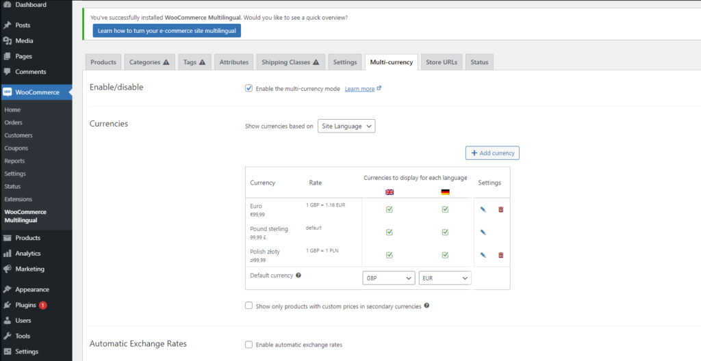 Wpml Currency Switcher Settings