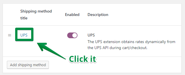 UPS shipping method - click it