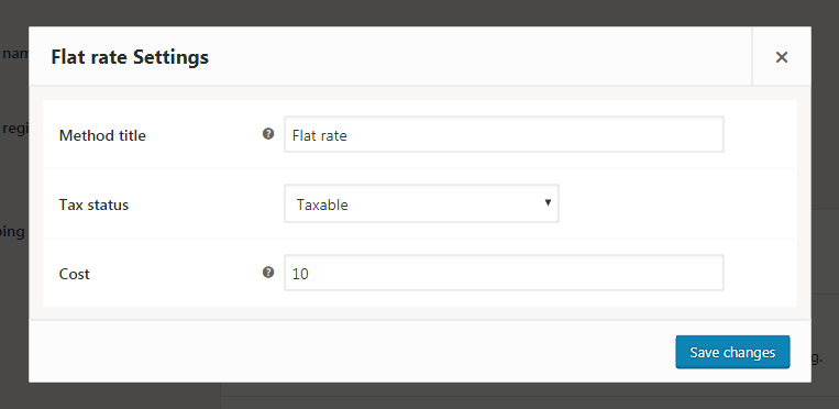 WooCommerce shipping methods - Flat rate settings