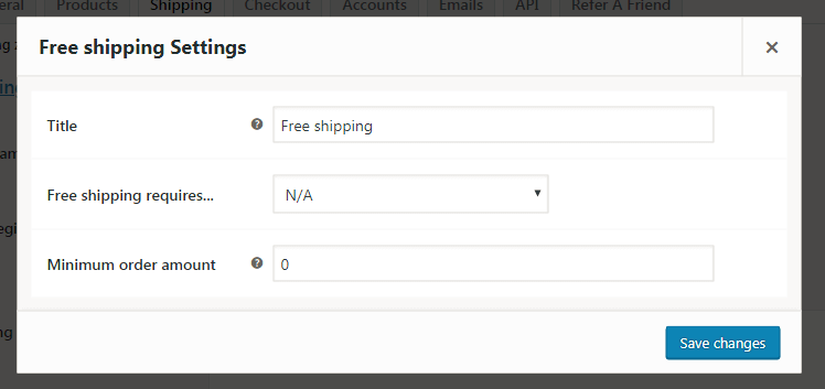 free shipping settings