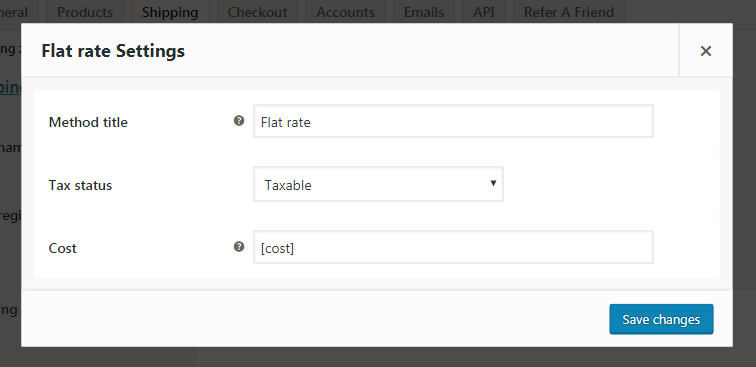 [cost] formula in Flat rate settings
